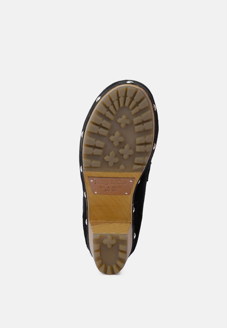  OSAGE Black Clogs Loafers In Fine Suede