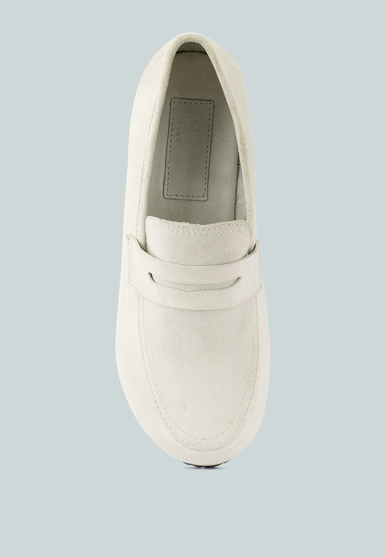  OSAGE White Clogs Loafers In Fine Suede