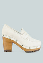  OSAGE White Clogs Loafers In Fine Suede