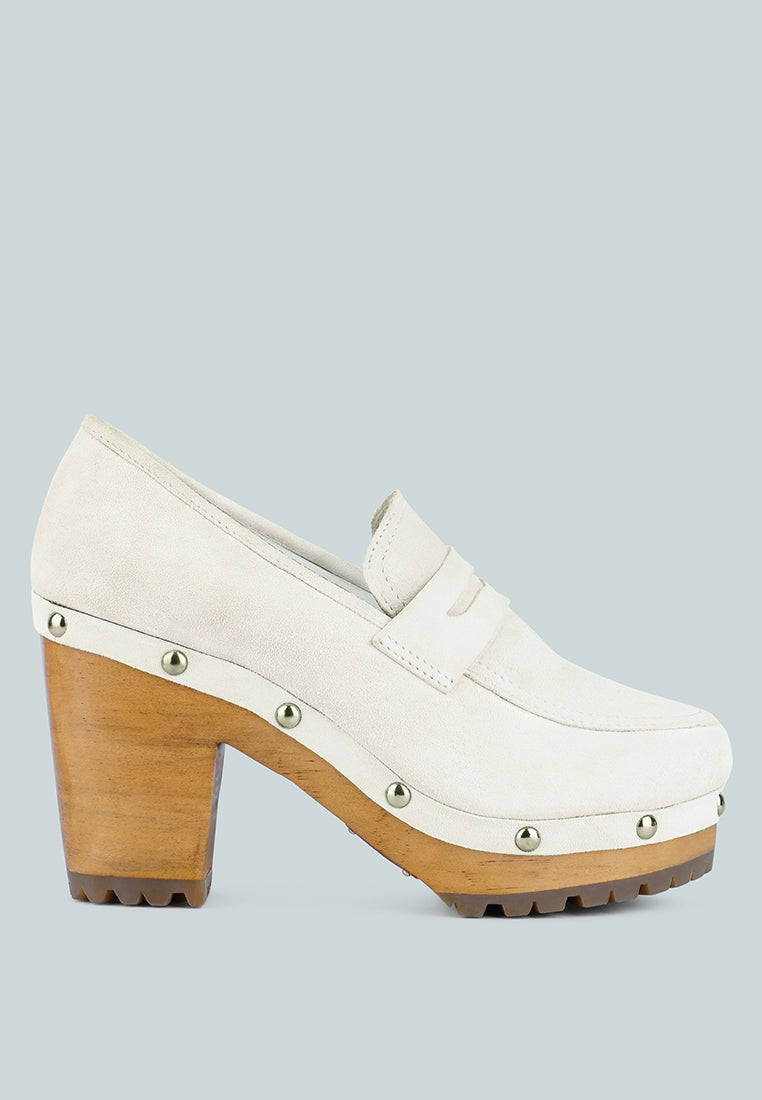  OSAGE White Clogs Loafers In Fine Suede