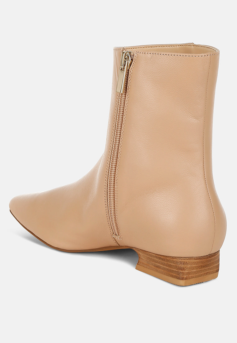  Obita Flared Heel Genuine Leather Boots