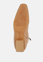  Obita Flared Heel Genuine Leather Boots