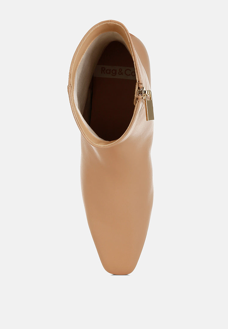  Obita Flared Heel Genuine Leather Boots