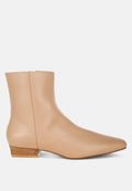  Obita Flared Heel Genuine Leather Boots