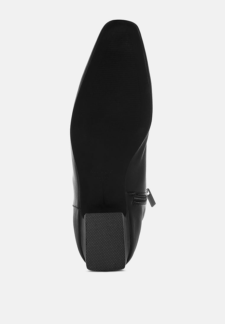  Obita Flared Heel Genuine Leather Boots