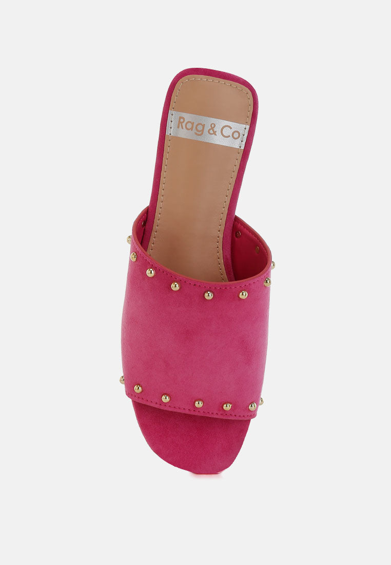  Odalia Soft Suede Leather Studded Flats