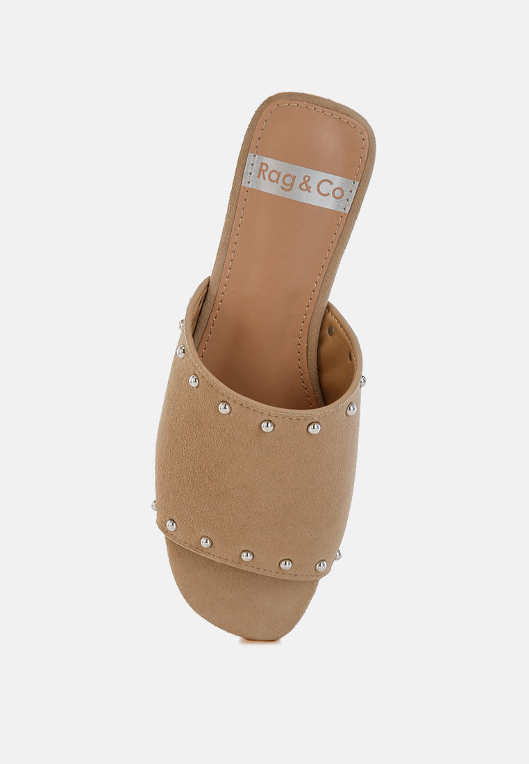  Odalia Soft Suede Leather Studded Flats