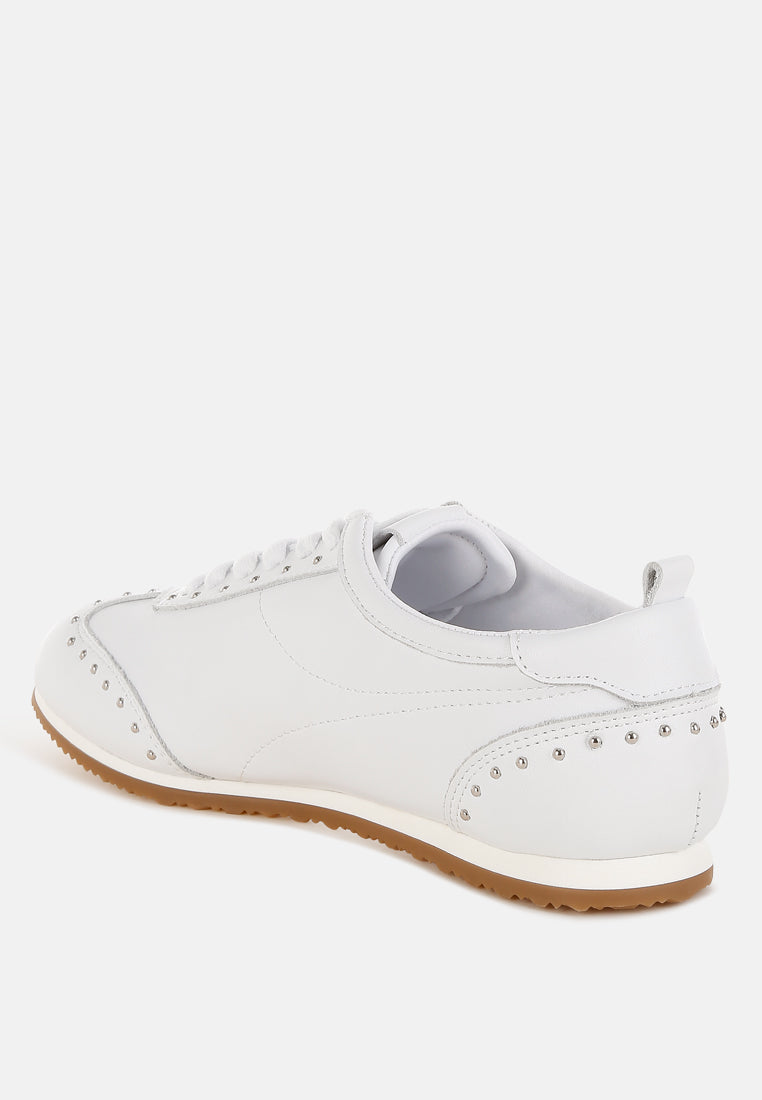  Odaya Studded Real Soft Leather Sneakers