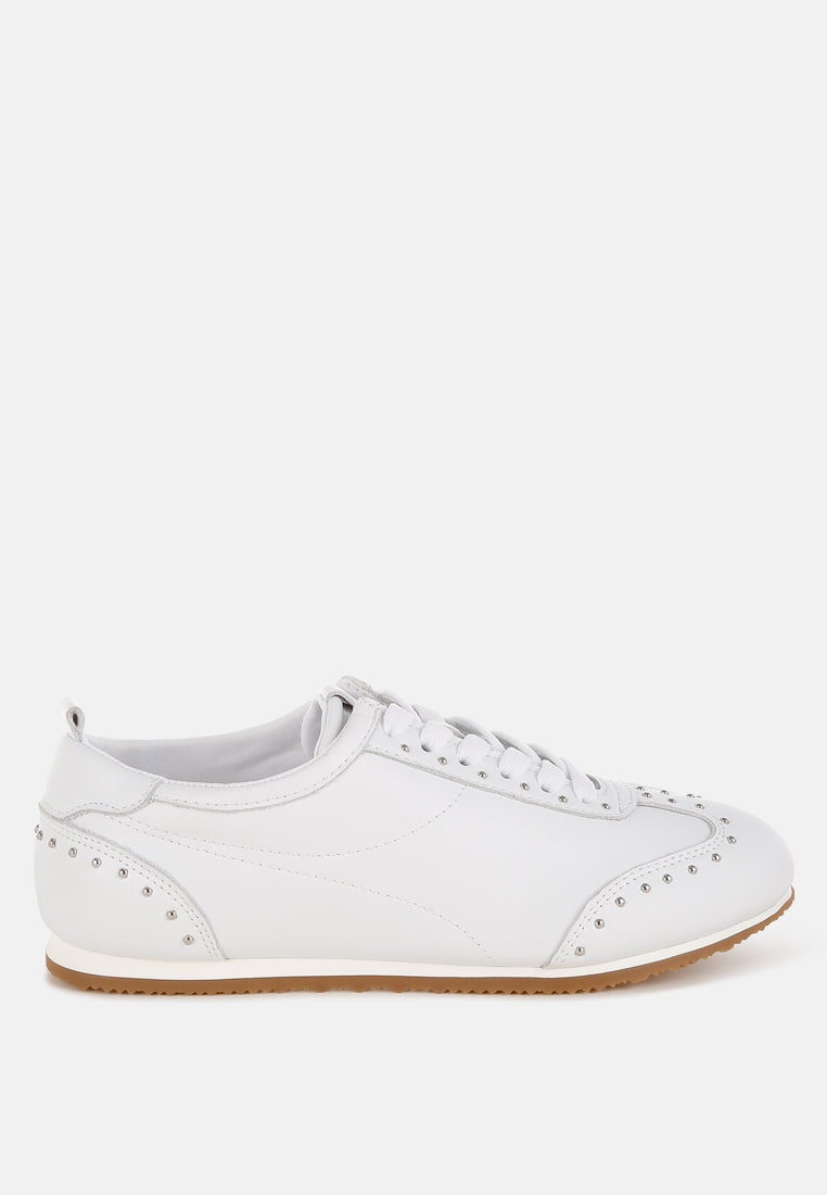  Odaya Studded Real Soft Leather Sneakers