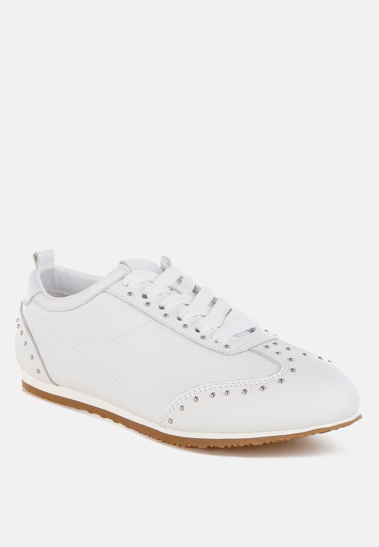  Odaya Studded Real Soft Leather Sneakers