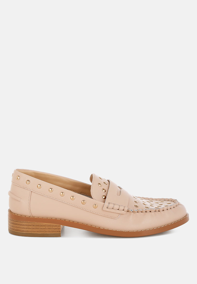  Oglavia Studs Embellished Leather Loafers