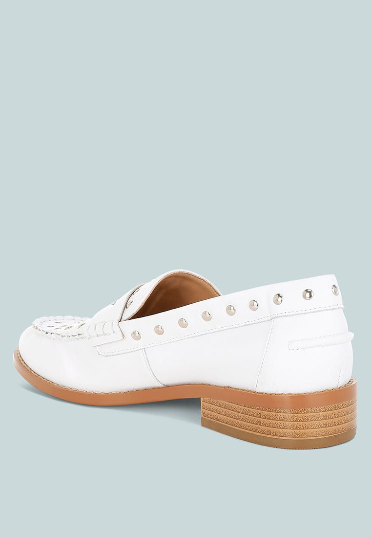  Oglavia Studs Embellished Leather Loafers