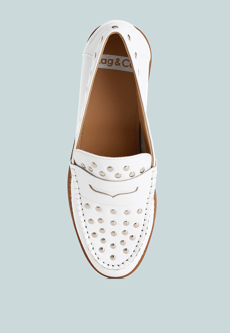  Oglavia Studs Embellished Leather Loafers