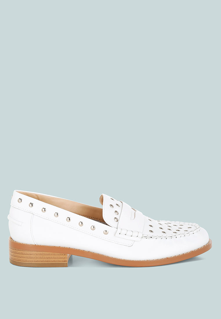 Oglavia Studs Embellished Leather Loafers