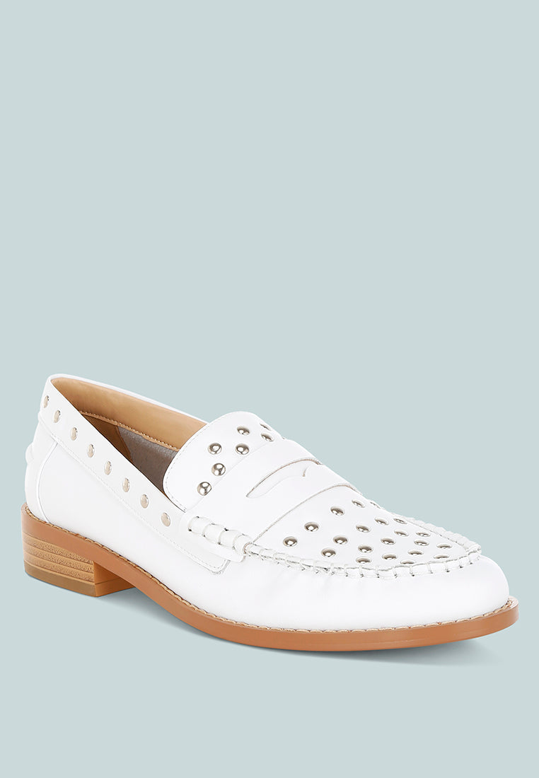  Oglavia Studs Embellished Leather Loafers