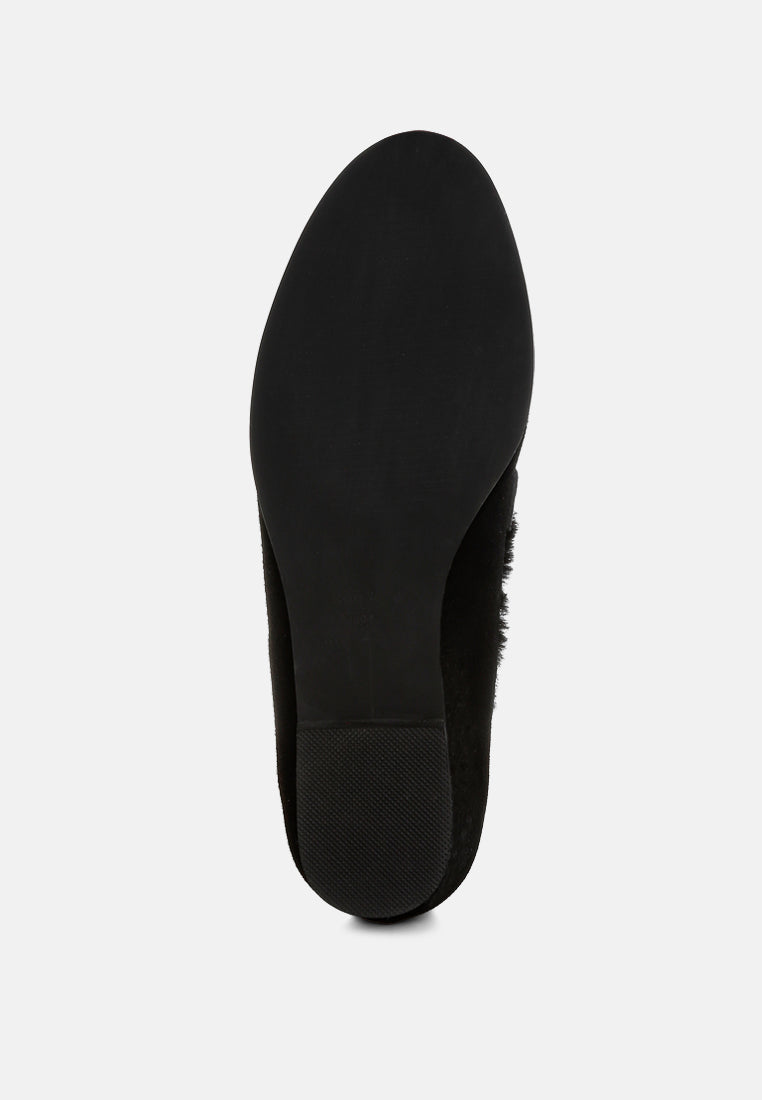 Ohrid Real Suede Leather & Faux Fur Flat Loafers