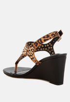  Oidah Leopard Print Studded Wedges