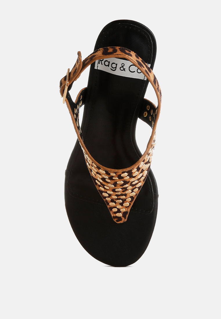 Oidah Leopard Print Studded Wedges