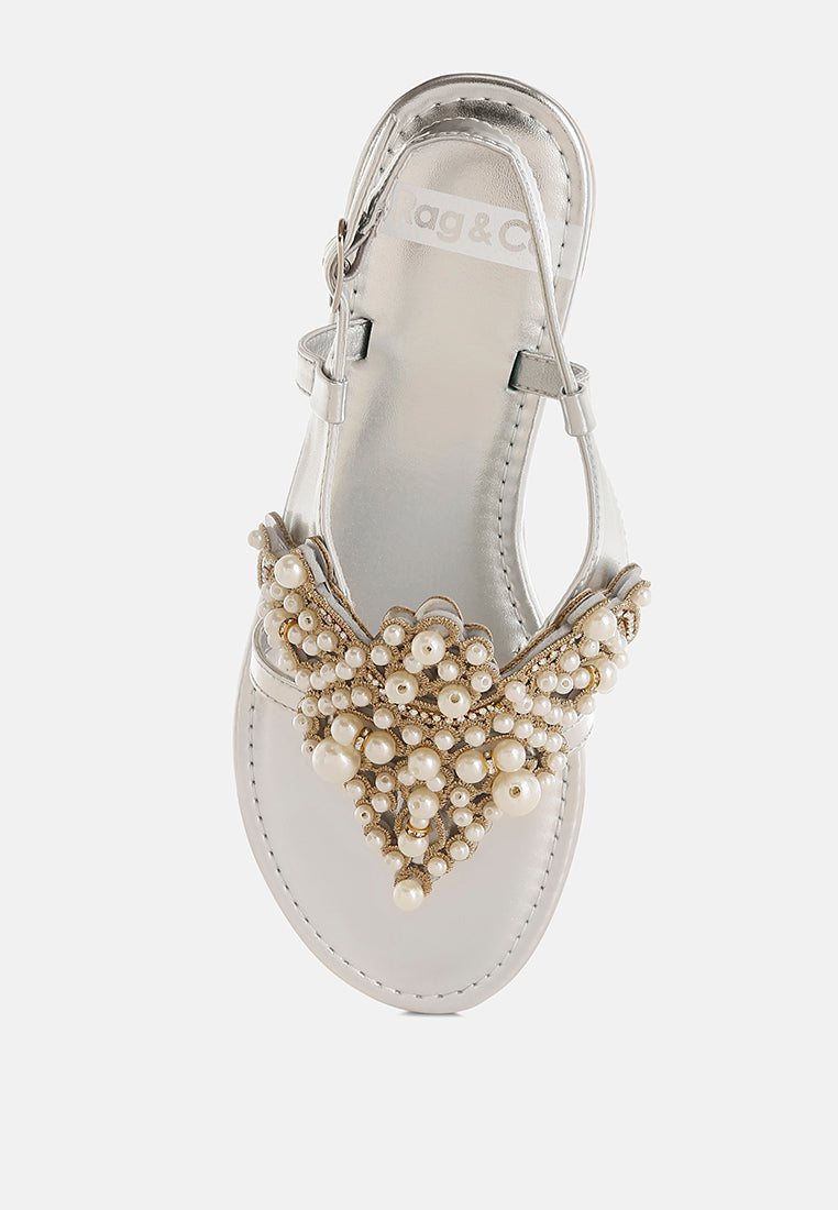  Opazie Metallic Pearl Embellished Flats
