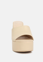  SHURI Open Toe High Block Heel Sandals In Beige