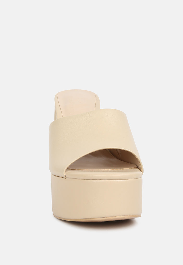 SHURI Open Toe High Block Heel Sandals In Beige