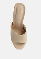  SHURI Open Toe High Block Heel Sandals In Beige