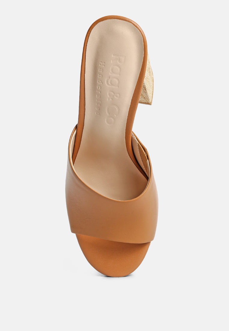  SHURI Open Toe High Block Heel Sandals In Tan