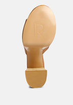  SHURI Open Toe High Block Heel Sandals In Tan