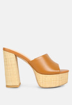  SHURI Open Toe High Block Heel Sandals In Tan