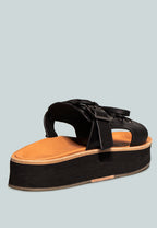  PATTON Black Cut Out Buckled Platform Sandals