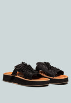  PATTON Black Cut Out Buckled Platform Sandals