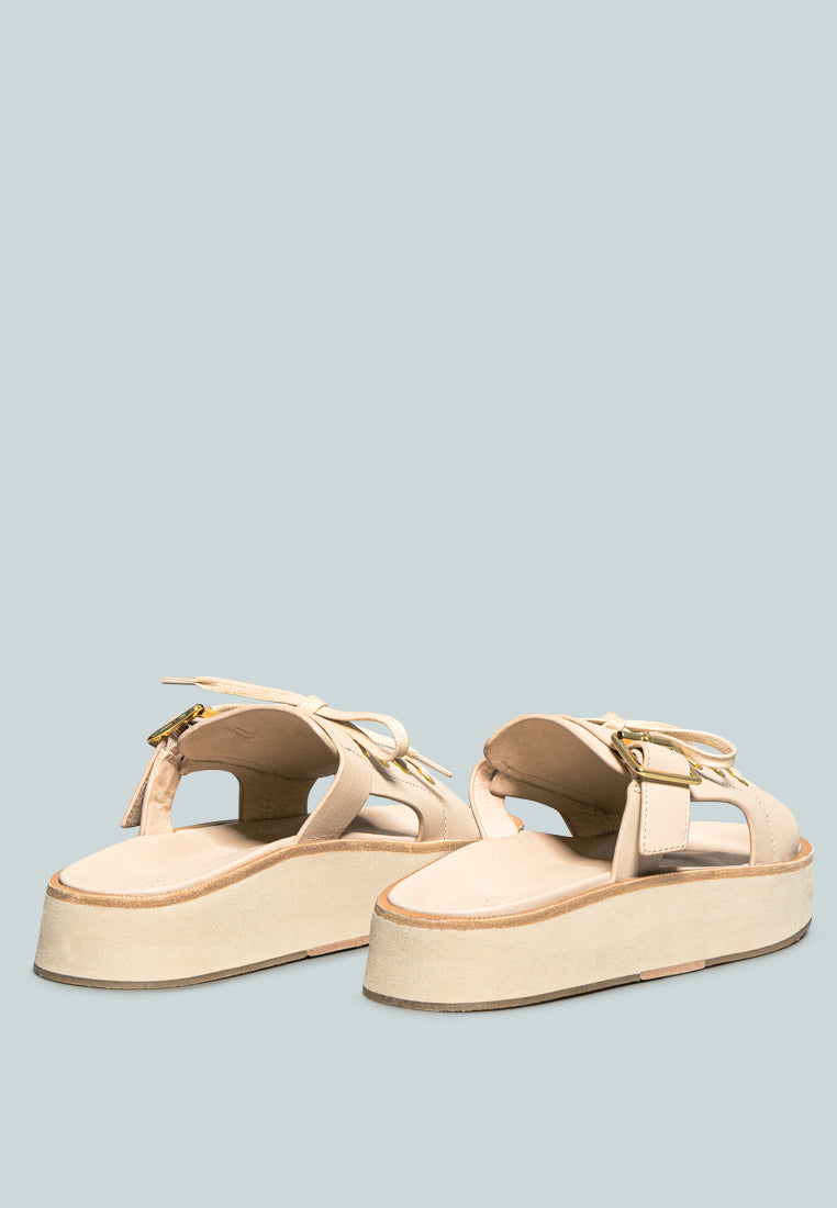  PATTON Nude Cut Out Buckled Platform Sandals