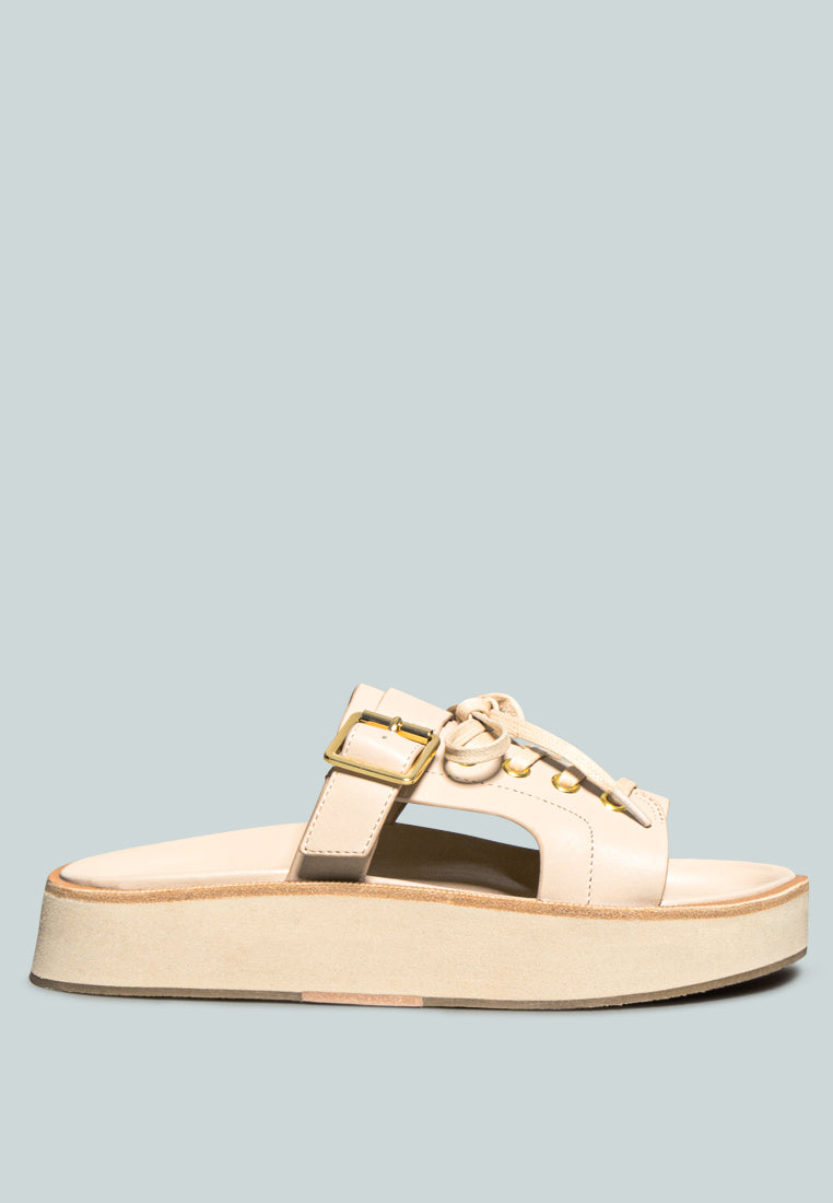  PATTON Nude Cut Out Buckled Platform Sandals