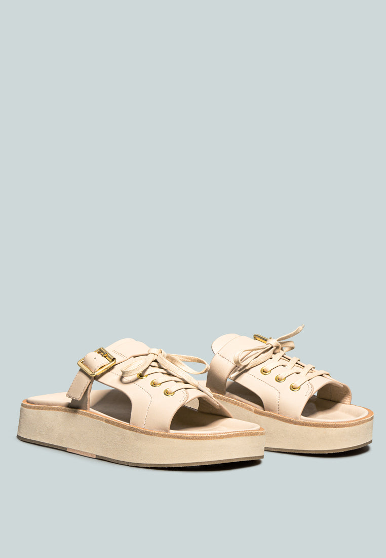  PATTON Nude Cut Out Buckled Platform Sandals