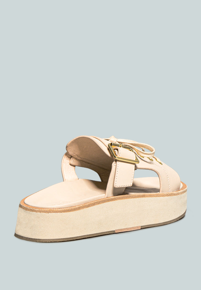  PATTON Nude Cut Out Buckled Platform Sandals