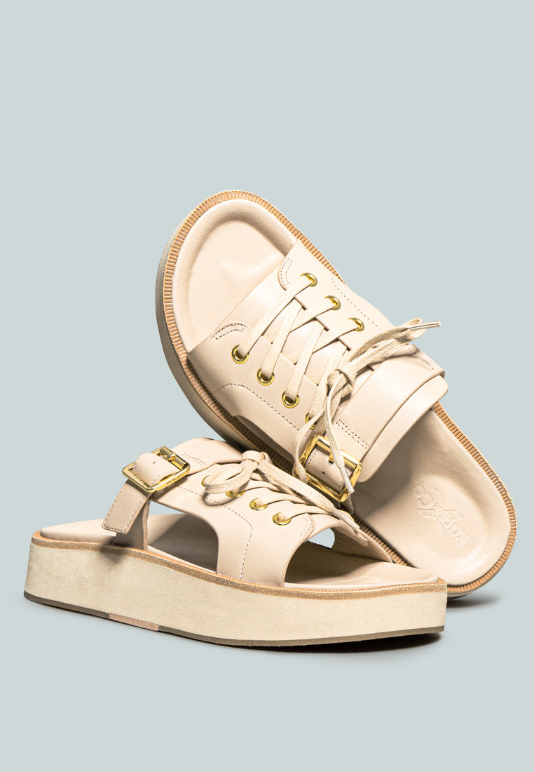 PATTON Nude Cut Out Buckled Platform Sandals