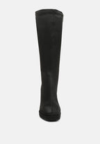 PRESTO Black Stretchable Satin Long Boot