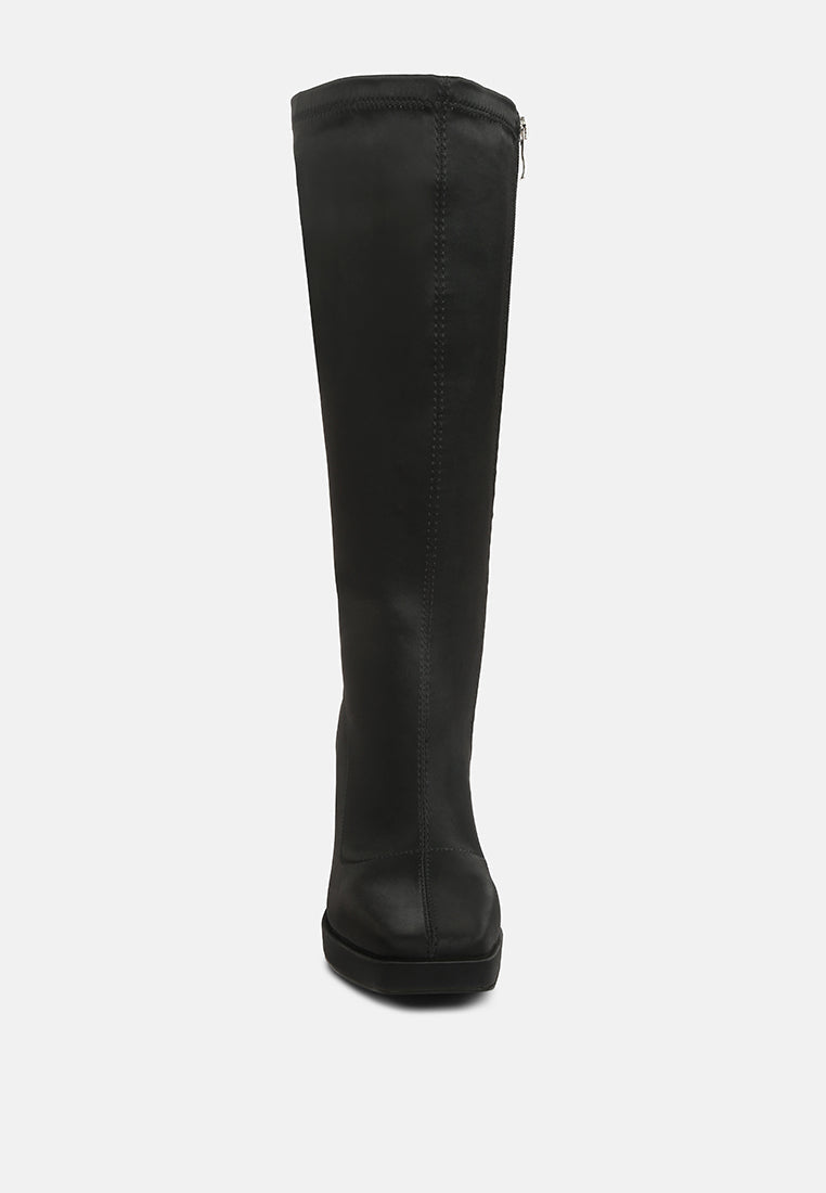  PRESTO Black Stretchable Satin Long Boot
