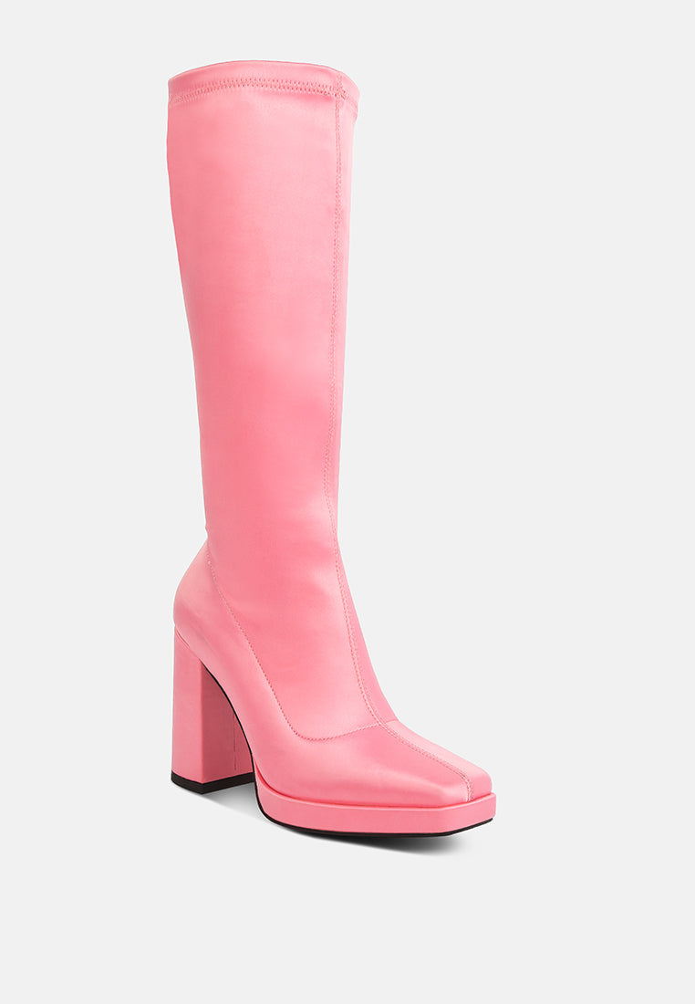  PRESTO Pink Stretchable Satin Long Boot