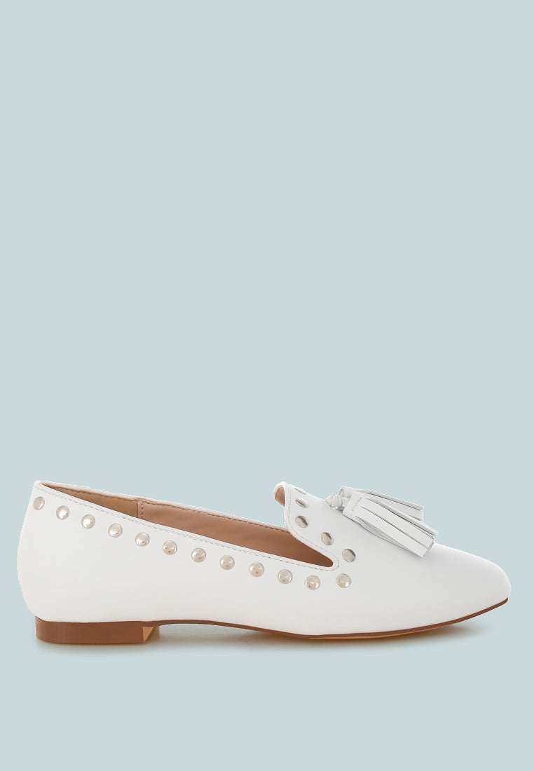  Philoha Studs & Tassels Detail Flat Loafers