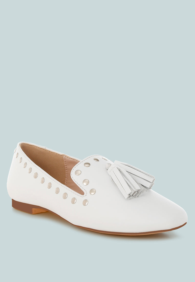  Philoha Studs & Tassels Detail Flat Loafers