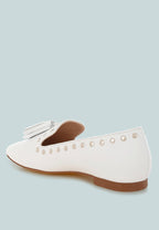  Philoha Studs & Tassels Detail Flat Loafers