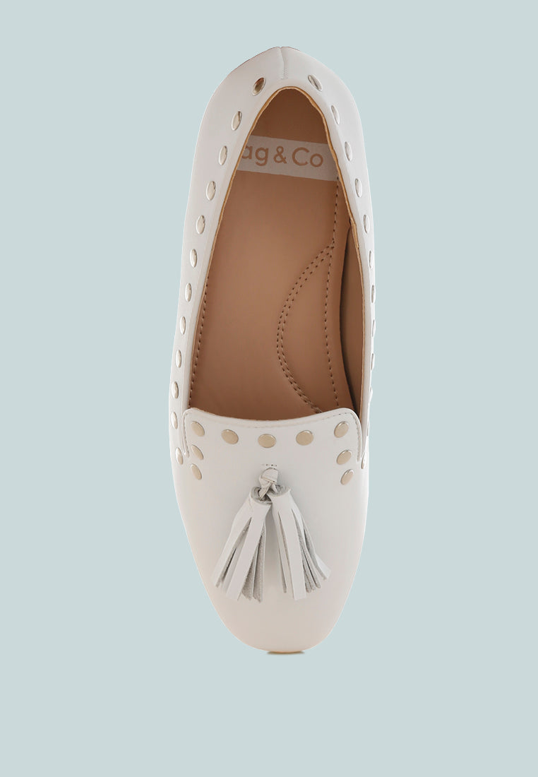 Philoha Studs & Tassels Detail Flat Loafers