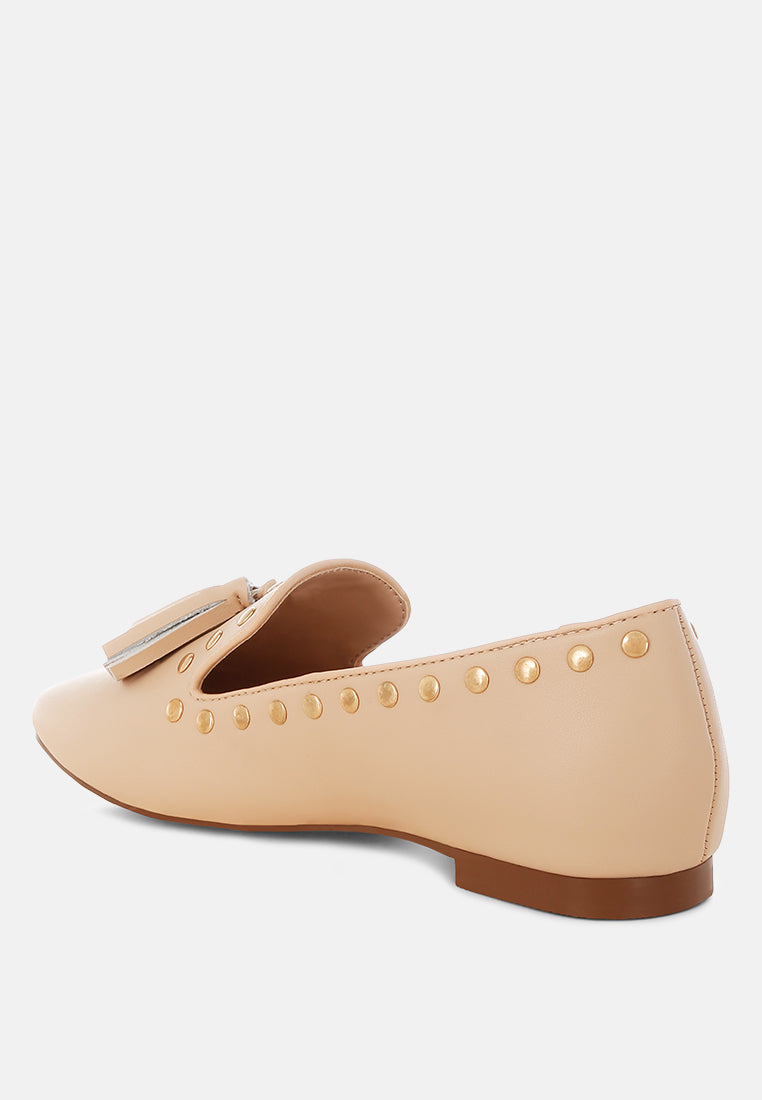  Philoha Studs & Tassels Detail Flat Loafers