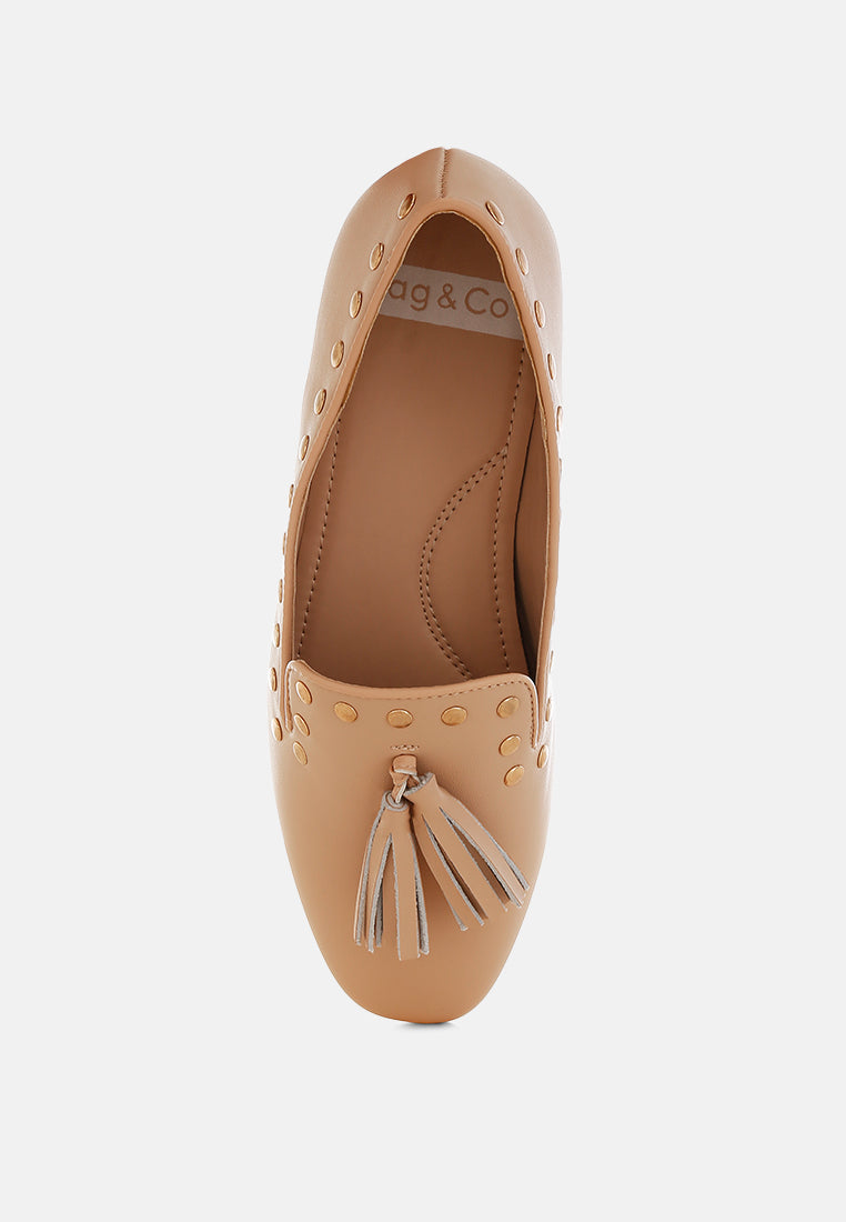  Philoha Studs & Tassels Detail Flat Loafers