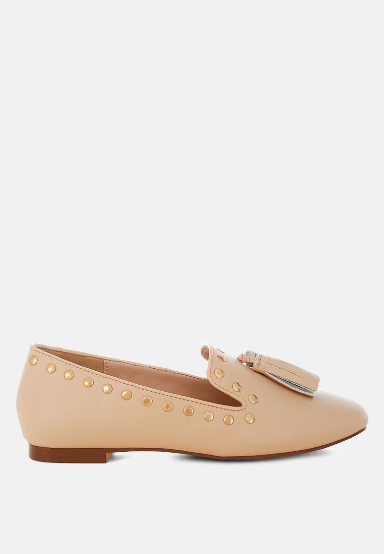  Philoha Studs & Tassels Detail Flat Loafers