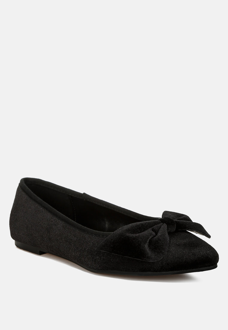  Pothos Luxurious Velvet Bow Ballerinas