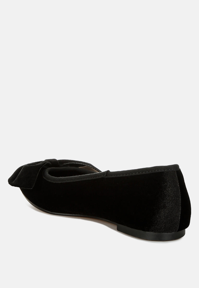  Pothos Luxurious Velvet Bow Ballerinas