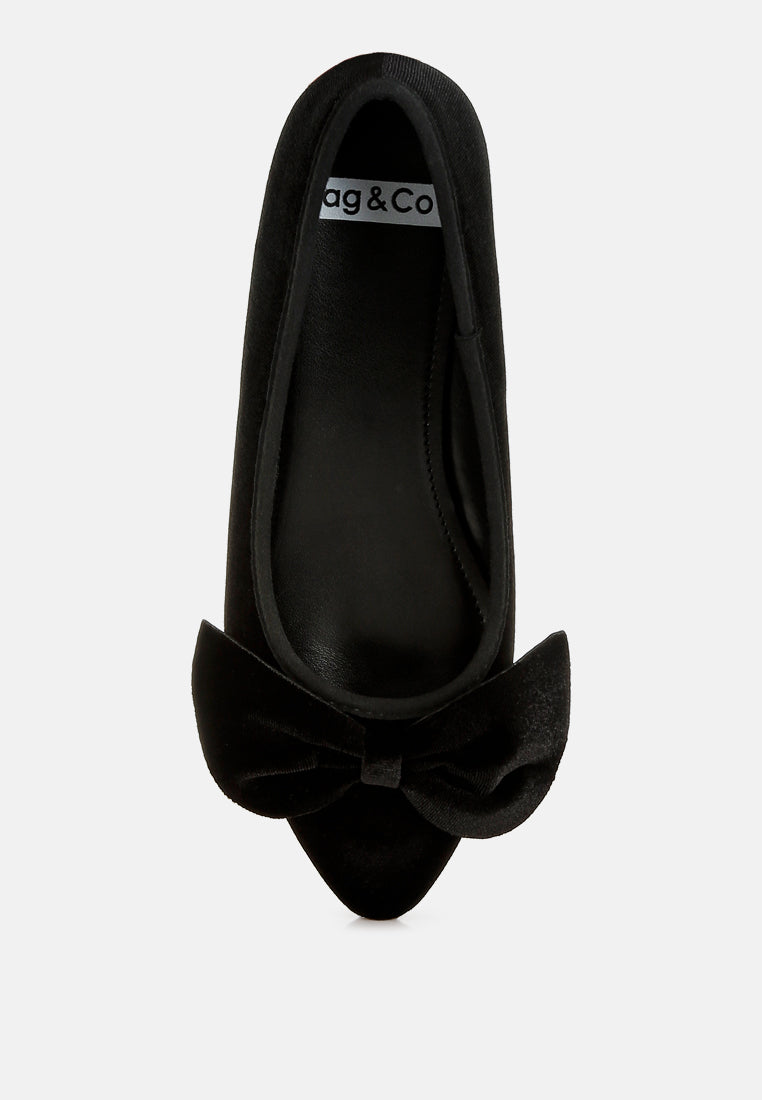  Pothos Luxurious Velvet Bow Ballerinas