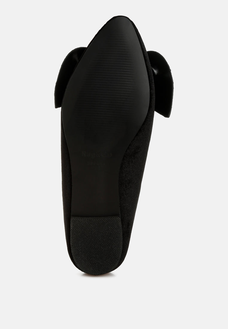  Pothos Luxurious Velvet Bow Ballerinas